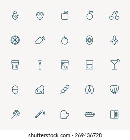 25 food and beverage minimal line icons