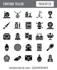 25 Fortune Teller Glyph icon pack. vector illustration.