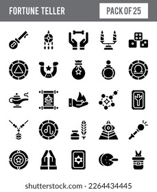 25 Fortune Teller Glyph icon pack. vector illustration.