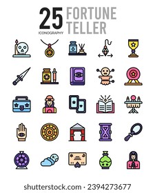 25 Fortune Teller. icons Pack. vector illustration.