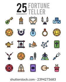 25 Fortune Teller. icons Pack. vector illustration.