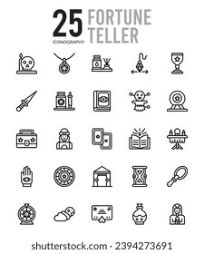 25 Fortune Teller. icons Pack. vector illustration.