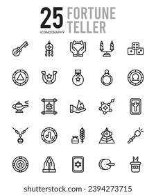 25 Fortune Teller. icons Pack. vector illustration.