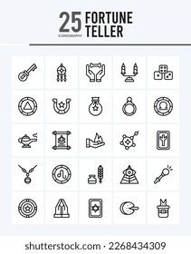 25 Fortune Teller Outline icons Pack vector illustration.