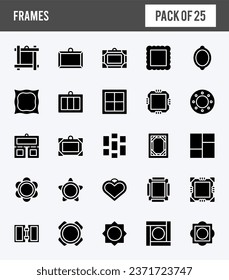 Paquete de iconos de glifo de 25 marcos. ilustración vectorial.