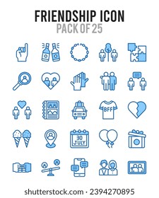 25 Friendship. icons Pack. vector illustration.