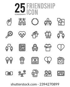 25 Friendship. icons Pack. vector illustration.