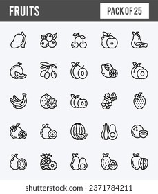 25 Fruits Two Color icons pack. vector illustration.