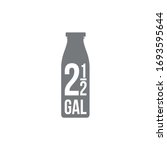 2.5 gal sign (mark) estimated volumes gallons. Vector symbol packaging, labels used in the US for prepacked foods drinks different gallons and quarts. 2.5 gal vol single icon isolated white background