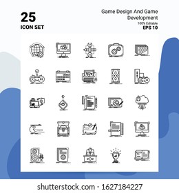 25 Game Design And Game Development Icon Set. 100% Editable EPS 10 Files. Business Logo Concept Ideas Line icon design