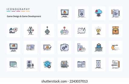 25 Game Design And Game Development Line Filled Style icon pack
