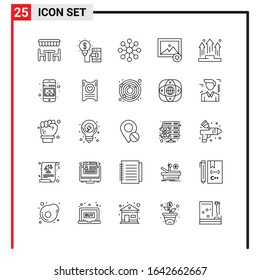 25 General Icons for website design print and mobile apps. 25 Outline Symbols Signs Isolated on White Background. 25 Icon Pack.