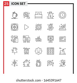 25 General Icons for website design print and mobile apps. 25 Outline Symbols Signs Isolated on White Background. 25 Icon Pack.