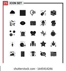 25 iconos generales para diseño de sitios web, aplicaciones impresas y móviles. Signos de 25 símbolos de glifos aislados en fondo blanco. Paquete de iconos.
