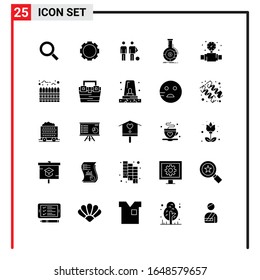 25 General Icons for website design print and mobile apps. 25 Glyph Symbols Signs Isolated on White Background. 25 Icon Pack.