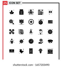 25 General Icons for website design print and mobile apps. 25 Glyph Symbols Signs Isolated on White Background. 25 Icon Pack.