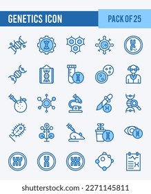 25 Genetics. Two Color icons Pack. vector illustration.