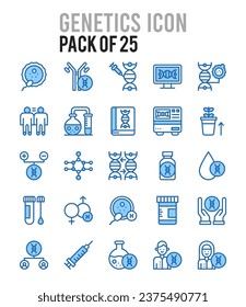 25 Genetics. Two Color icons Pack. vector illustration.