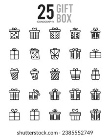 25 iconos de caja de regalo Empaquetar ilustración vectorial.