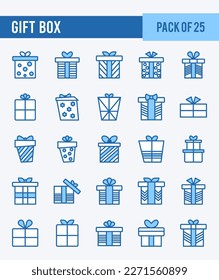 25 Gift Box. Paquete de dos iconos de color. ilustración vectorial.