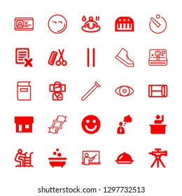 25 girl icons with hands framing and happy filled face in this set