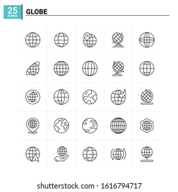 25 Globe icon set. vector background