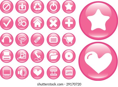 25 botones rosa brillante - conjunto vectorial