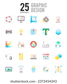 Paquete de iconos de diseño gráfico plano. ilustración vectorial.