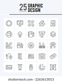 25 Graphic Design Outline icons Pack vector illustration.