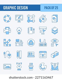 25 Graphic Design. Two Color icons Pack. vector illustration.