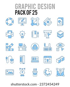 25 Diseño Gráfico. Paquete de dos iconos de color. ilustración vectorial.