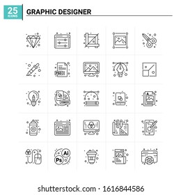 25 Graphic Designer icon set. vector background