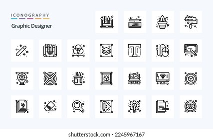 25 Graphic Designer Line icon pack