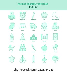 25 Green Baby Icon set