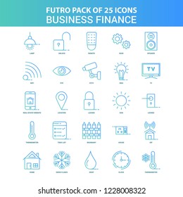 25 Green and Blue Futuro Business Finance  Icon Pack