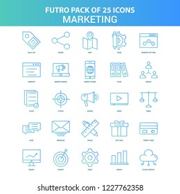 25 Green and Blue Futuro Marketing Icon Pack