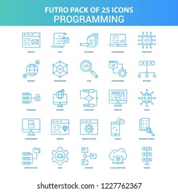 25 Green and Blue Futuro Programming Icon Pack
