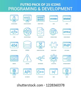 25 Green and Blue Futuro Programming and Developement Icon Pack