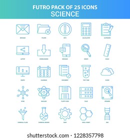 25 Green and Blue Futuro Science Icon Pack