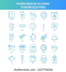 25 Green and Blue Futuro Thanksgiving  Icon Pack