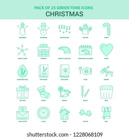 25 Green Christmas Icon set