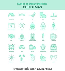 25 Green Christmas Icon set