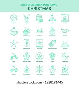 25 Green Christmas Icon set
