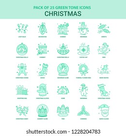 25 Green Christmas Icon set