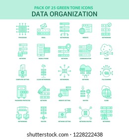 25 Green Data Organization Icon set