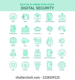 25 Green Digital Security Icon set