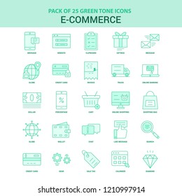 25 Conjunto de iconos de comercio electrónico verde