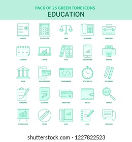 25 Green Education Icon set