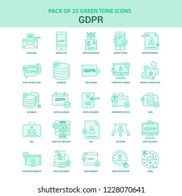25 Green GDPR Icon set