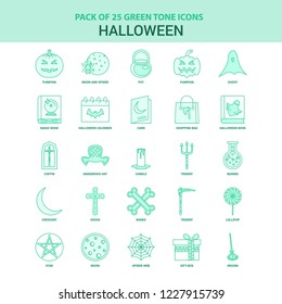 25 Green Halloween Icon set